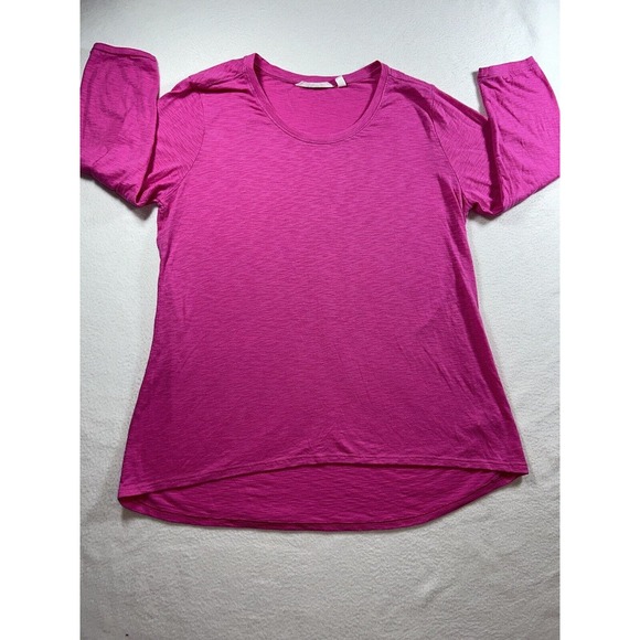 Athleta Tops - Athleta Womens Top Pink Stripe 3/4 Sleeve Crew Lightweight size M
